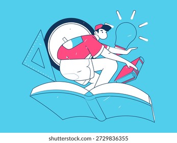 Educación y personas de aprendizaje concepto de Vector plano ilustración dibujada a mano
