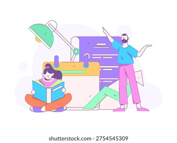 Education and learning people flat vector concept hand drawn illustration
