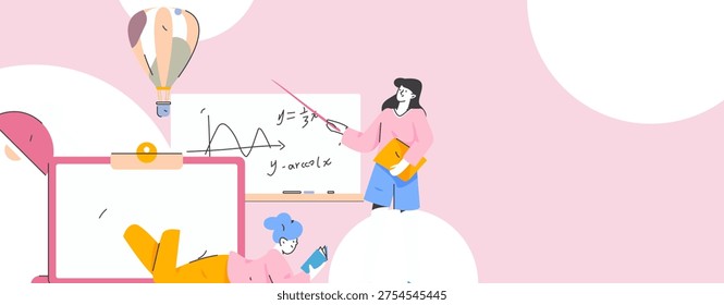 Education and learning people flat vector concept hand drawn illustration