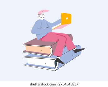 Education and learning people flat vector concept hand drawn illustration