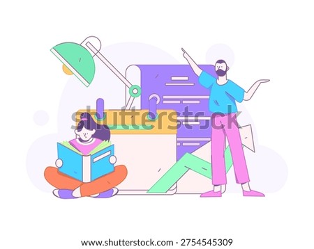 Education and learning people flat vector concept hand drawn illustration