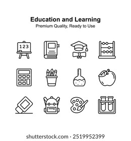 Education and learning premium quality icons