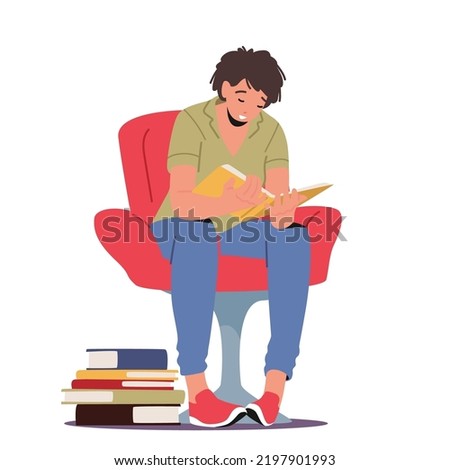 Education, Learning, Reading Hobby Concept. Young Man Student Character Read Book, Learn Homework or Prepare to Exam in University or College Isolated on White Background. Cartoon Vector Illustration