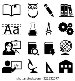 Education, learning and school icon set