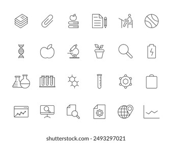 Education and Learning simple thin line icons set. Education, School, Learning, Book, study editable stroke icons