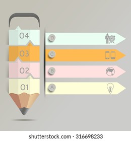 Education And Learning With Spiral Arrow Pencil Step Infographic. documents, business, science 