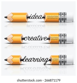 Education And Learning Step Infographic With Carve Pencil Lead Vector Design Template