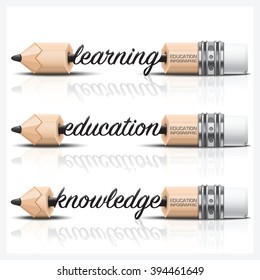 Education And Learning Step Infographic With Carve Pencil Lead Vector Design Template