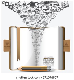 Education And Learning Step Infographic With Notebook Icon Vector Design Template