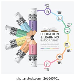 Education And Learning Step Infographic With Rotate Pencil Diagram Vector Design Template