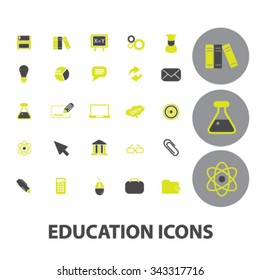 education, learning, study, science, research  icons, signs vector concept set for infographics, mobile, website, application
