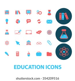 education, learning, study, science, research  icons, signs vector concept set for infographics, mobile, website, application
