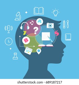 Education, Learning Styles, Memory and Learning Difficulties Concept Vector Illustration.