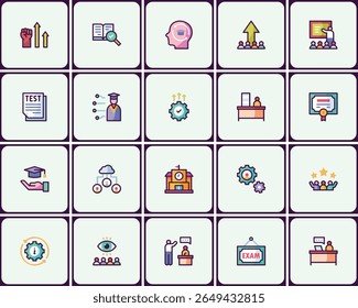 Education and learning symbol set, academic success vector icon collection