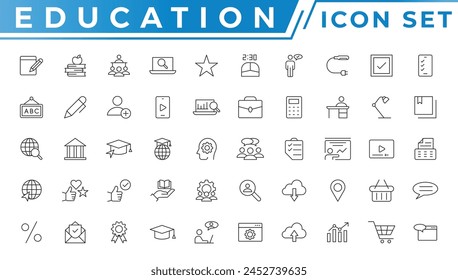 Education and Learning thin line icons set. Education, School, Learning editable stroke icons. Vector illustration