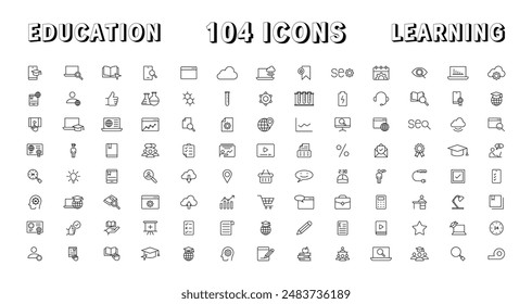 Education and Learning thin line icons set. Education, School, Learning editable stroke icons. Vector illustration