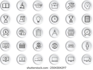 Educación y aprendizaje Iconos de línea fina - Símbolos de Vector para Web e Interfaces de App.