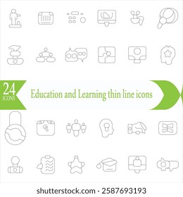 Education and Learning thin line icons set. Education, School, Learning editable stroke icons. Vector illustration