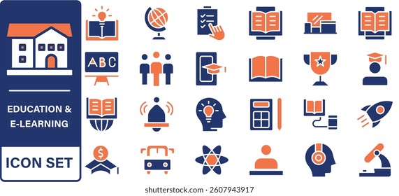 Education and Learning thin line icons set. online education line icons set. elearning, study, and more
