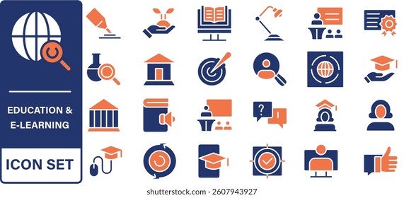 Education and Learning thin line icons set. online education line icons set. elearning, study, and more