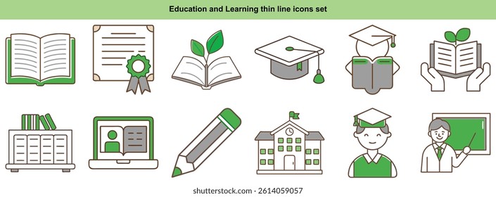 Education Learning Thin Line Icons