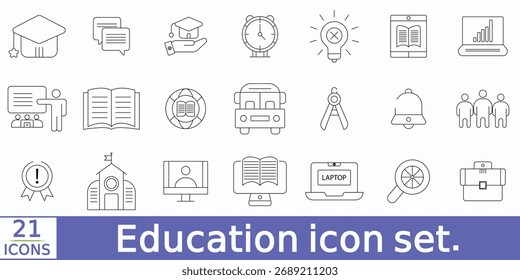 Education and Learning thin line icons set.