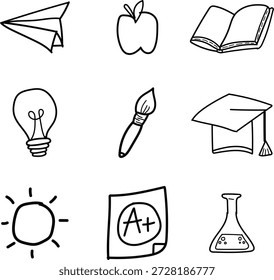Bildung und Lernen dünne Linie Symbole gesetzt. Bildung, Schule, Lernen editierbare Schlaganfall-Symbole. Vektorgrafik