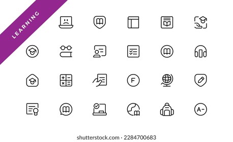 Education and Learning web icons in line style. School, university, textbook, learning
