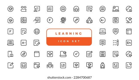 Education and Learning web icons in line style. School, university, textbook, learning
