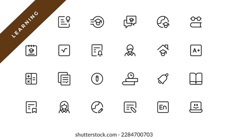 Education and Learning web icons in line style. School, university, textbook, learning
