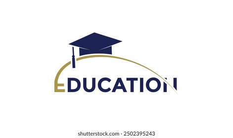 Logotipo de la letra de la Educación con el casquillo en línea de la educación.
