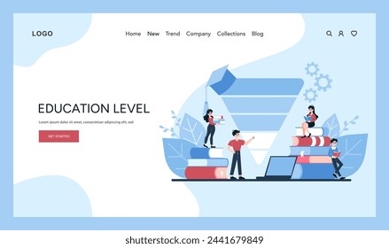 Education Level segmentation. Illustration portrays the significance of academic qualifications in market targeting with a scholarly setting. Vector illustration