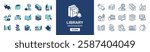education library book icon set online digital learning media school study course student read book e-learning document library cloud signs vector line illustration
