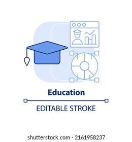 Education light blue concept icon. Big data application abstract idea thin line illustration. Improve academic performance. Isolated outline drawing. Editable stroke. Arial, Myriad Pro-Bold fonts used