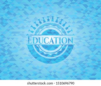 Education light blue mosaic emblem