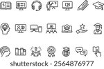 "Education Line Drawing Icon Set: Simplified Icons for Learning and Teaching"