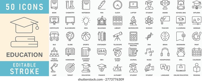 Education line icon collection