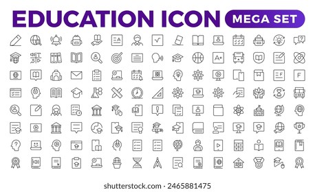 Education line icon collection. Set of vector line icons of education for modern concepts, web, and apps. Set of flat signs and symbols for web and apps. 