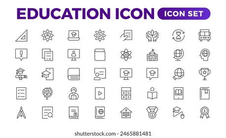 Education line icon collection. Set of vector line icons of education for modern concepts, web, and apps. Set of flat signs and symbols for web and apps. 