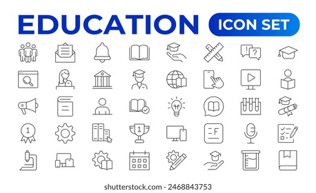 Education line icon collection. Set of vector line icons of education for modern concepts, web, and apps. Set of flat signs and symbols for web and apps. 