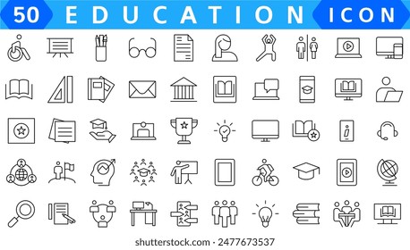 Education line icon collection. Set of vector line icons of education for modern concepts, web, and apps. Set of flat signs and symbols for web and apps