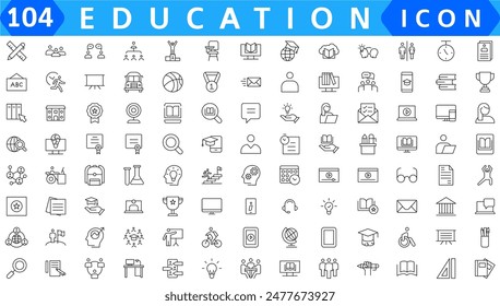 Education line icon collection. Set of vector line icons of education for modern concepts, web, and apps. Set of flat signs and symbols for web and apps