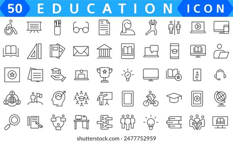 Education line icon collection. Set of vector line icons of education for modern concepts, web, and apps. Set of flat signs and symbols for web and apps