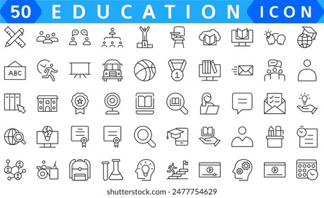 Education line icon collection. Set of vector line icons of education for modern concepts, web, and apps. Set of flat signs and symbols for web and apps