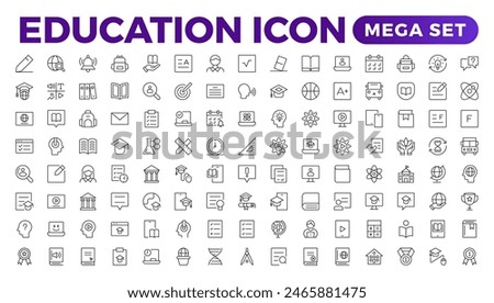 Education line icon collection. Set of vector line icons of education for modern concepts, web, and apps. Set of flat signs and symbols for web and apps. 