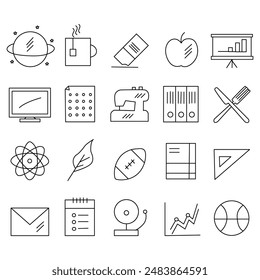 Education line icon collection. Study icons, Editable stroke. Vector illustration. Containing knowledge, college, task list, design, training, idea, teacher, file, graduation hat