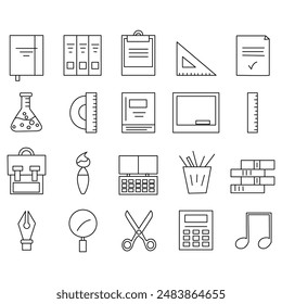 Education line icon collection. Study icons, Editable stroke. Vector illustration. Containing knowledge, college, task list, design, training, idea, teacher, file, graduation hat