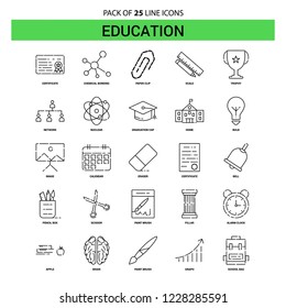 Education Line Icon Set - 25 Dashed Outline Style