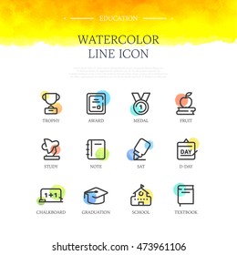 Education line icon set
