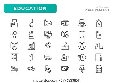 Education line icon set